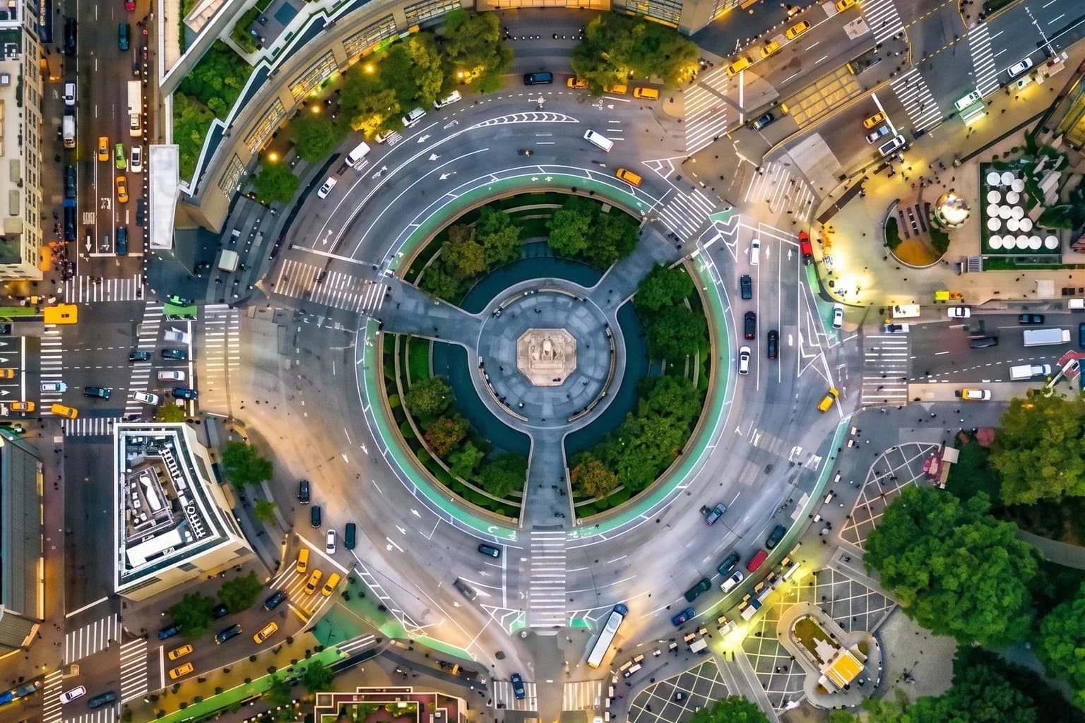 Columbus Circle at the southwest corner of Central Park, Manhattan