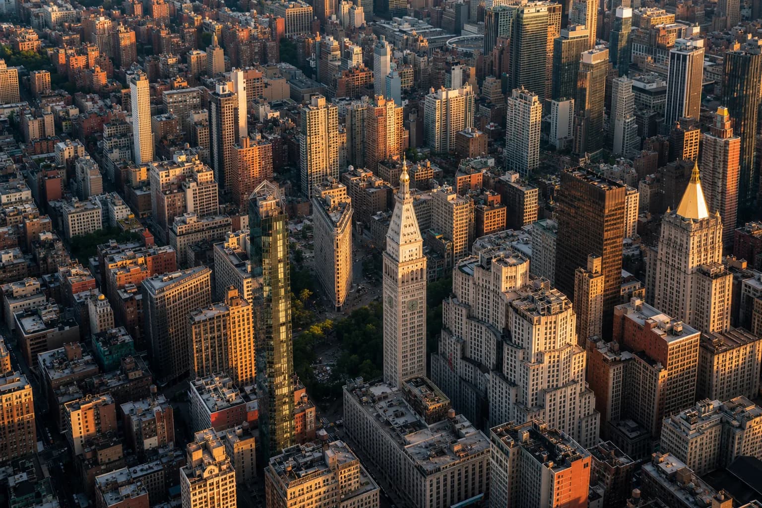 NoMad and Madison Square Park from above, Manhattan